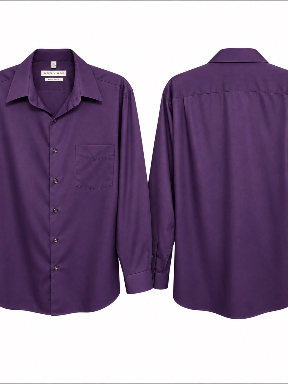 Geoffrey Beene Men's Purple Dress Shirt - Solid Button-Down